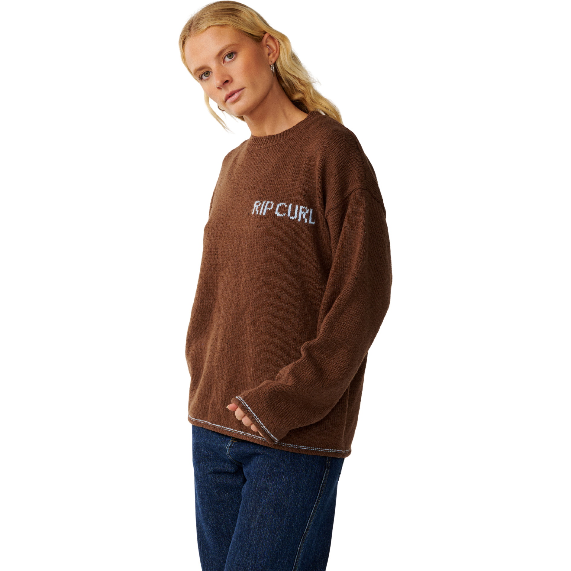 2026 Rip Curl Womens Stephanie Gilmore Sparrow Knitted Sweatshirt 047WKN - Chocolate